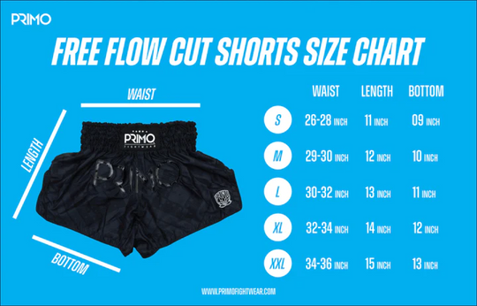 Primo Fightwear Muay Thai Shorts - Free Flow Series - Azure Dream