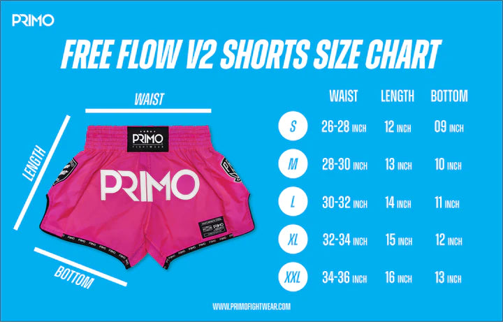 Primo Fightwear Muay Thai Shorts - Free Flow Series - Off Wai